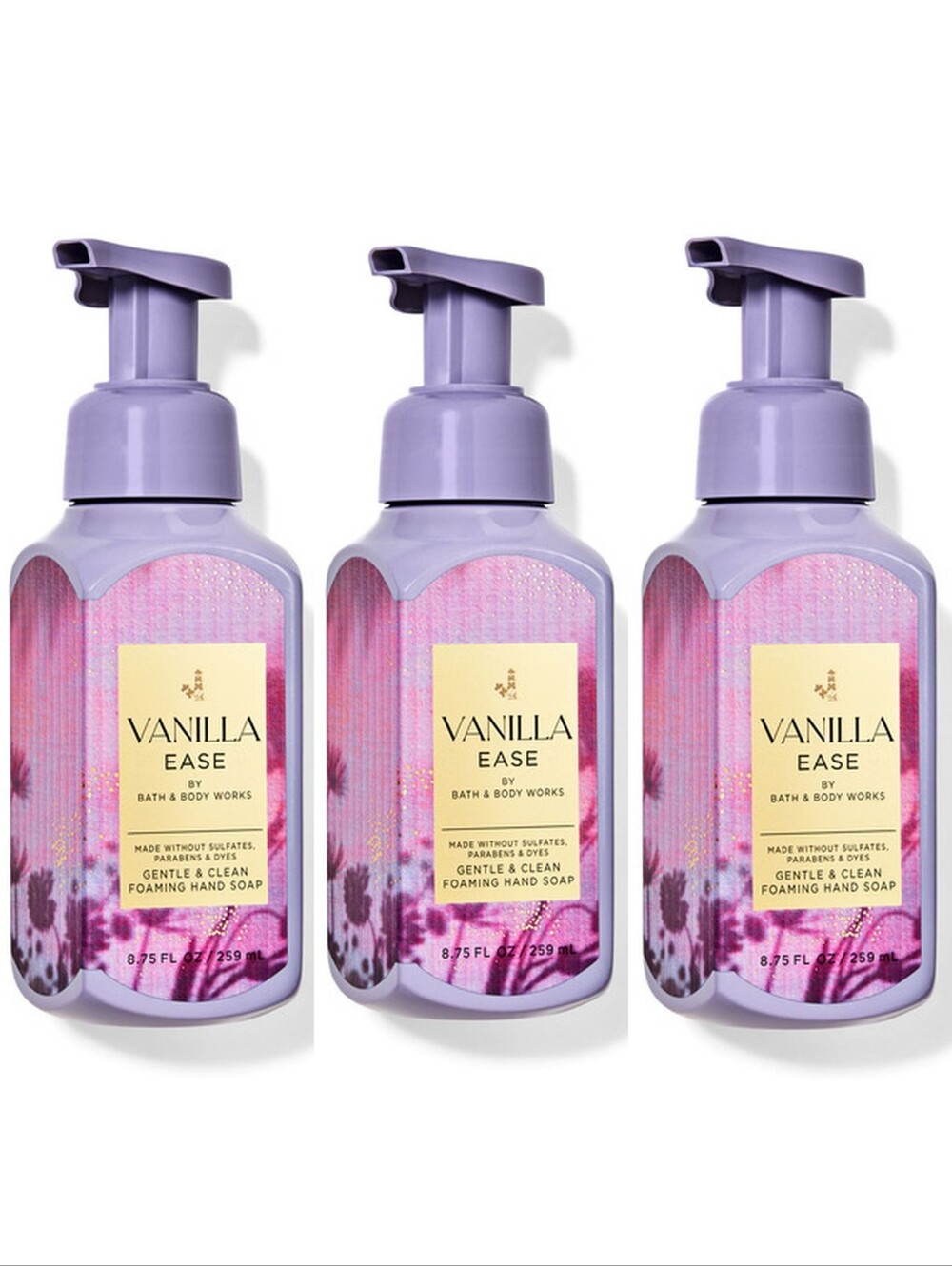 Bath & Body Works Vanilla Ease Foaming Hand Soap Set of 3 NEW Rare